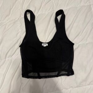 Garage Black Mesh-Trim Cropped Tank